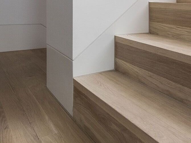 Flush Waterfall Stair Nosing custom fabricated from your flooring by Voda Stairs in Seattle