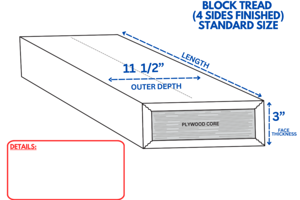 4 Sides Finished Block Tread (Standard Size)