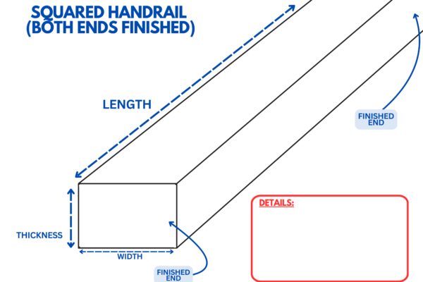 SQUARED Handrail (Both Ends Finished)